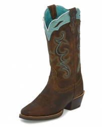 Justin® Boots Ladies' Silver Blue Embroidered Cowgirl Boots