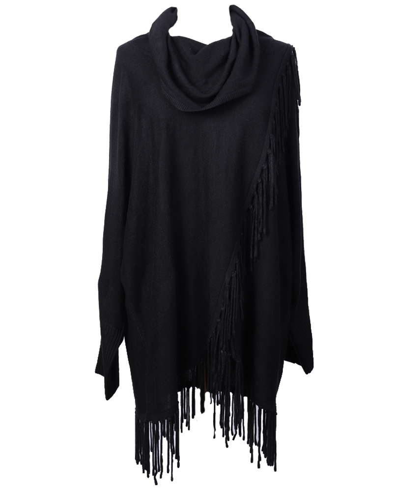 black fringe sweater