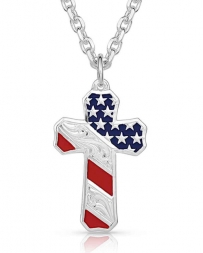 Montana Silversmiths® Men's American Flag Cross Necklace