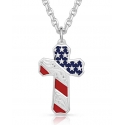 Montana Silversmiths® Men's American Flag Cross Necklace