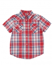 Wrangler® Boys' SS Western Snap Plaid Shirt