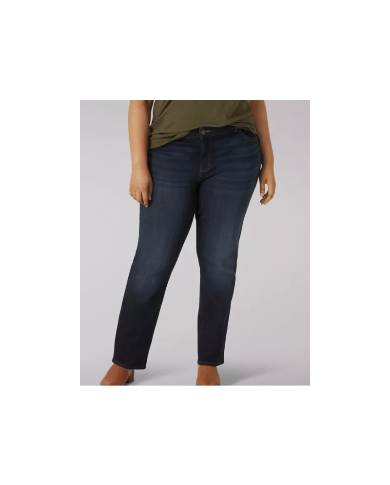 Lee Women's Plus Size Straight Leg Jeans - Mid Rise Comfort Fit Denim