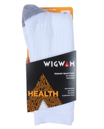 Wigwam® Men's Diabetic Sport Crew Socks - White