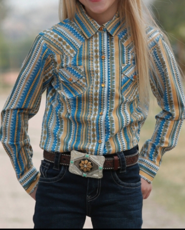 Cruel® Girls' Striped Western Snap Shirt