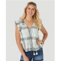 Wrangler Retro® Ladies' Flutter Sleeve Plaid Top