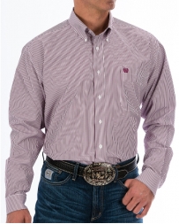 Cinch® Men's LS Stripe Burgundy Buttondown