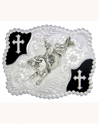 Montana Silversmiths® Men's Silver with Black Cross Corner Buckle