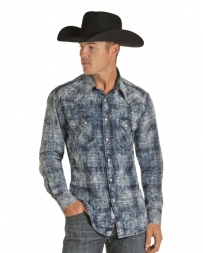 Rock & Roll Cowboy® Men's LS Yarndye Denim Plaid Shirt