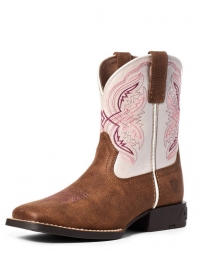 Ariat® Girls' Double Kick Tan/Pink Boot