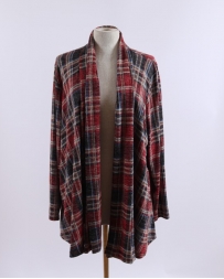 Just 1 Time® Ladies' LS Plaid Cardigan