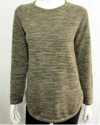 Just 1 Time® Ladies' Olive Striped LS Top