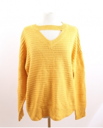 Just 1 Time® Ladies' Keyhole Mustard Sweater