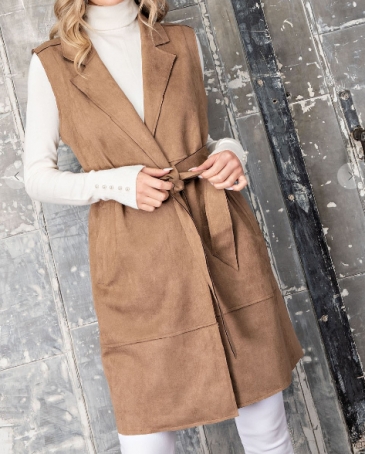 Just 1 Time® Ladies' Long Body Suede Vest