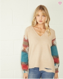 Entro® Ladies' Aztec Sleeve Sweater - Plus