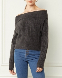 Entro® Ladies' Cable Knit Off Shoulder