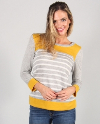 P.S. Kate® Ladies' 3/4 Sleeve Stripe Colorblock Top