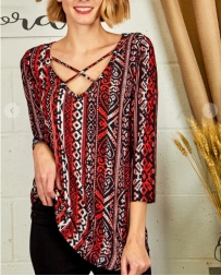 P.S. Kate® Ladies' Aztec Criss Cross Top