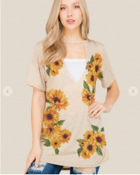 Just 1 Time® Ladies' Deep V Sunflower Tee