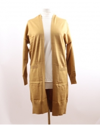 Pine Apparel® Ladies' Mustard Pocket Cardigan