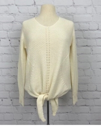 Pine Apparel® Ladies' Ivory Tie Front Sweater