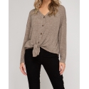 She + Sky® Ladies' Front Tie Button Cardigan