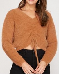 She + Sky® Ladies' Drawstring Fuzzy Sweater