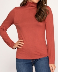 She + Sky® Ladies' Mock Neck Jersey Top