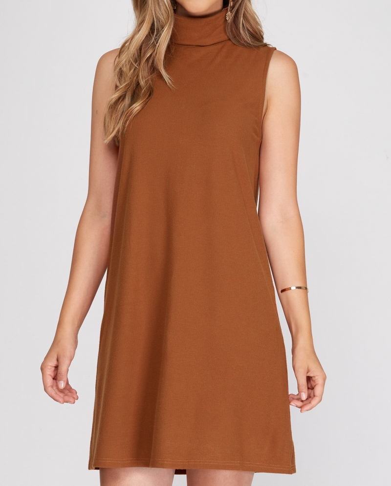 She + Sky® Ladies' Sleeveless Turtleneck Dress