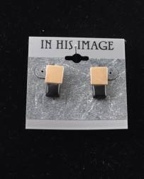 In His Image Accessories® Ladies' Gold Square Post Earrings