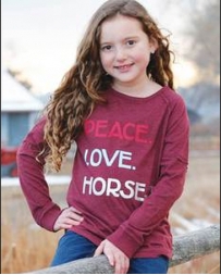 Cruel® Girls' Peace Love Horses LS Tee