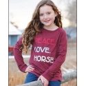 Cruel® Girls' Peace Love Horses LS Tee