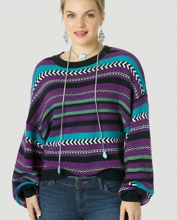 Wrangler Retro® Ladies' Striped LS Sweater
