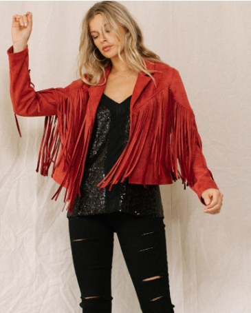 cropped faux suede jacket