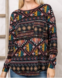 Ladies' Aztec Print LS Top