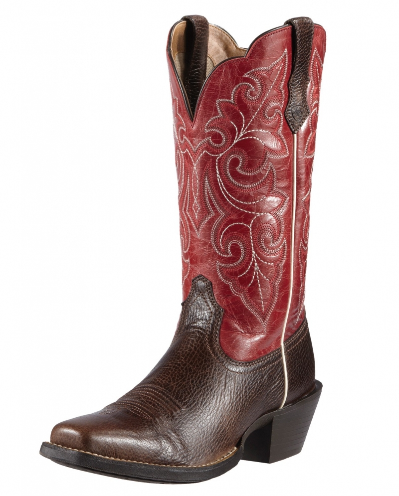 womens red square toe cowboy boots