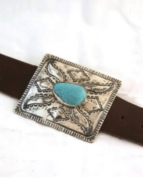 J. Alexander Rustic Silver® Ladies' Rectangle Buckle W/Turquoise