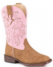 Roper® Girls' Tan & Pink Square Toe