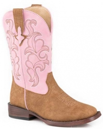 Roper® Girls' Youth Tan & Pink Square Toe