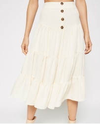 FashionGo® Ladies' Hayden Tiered Linen Midi Skirt