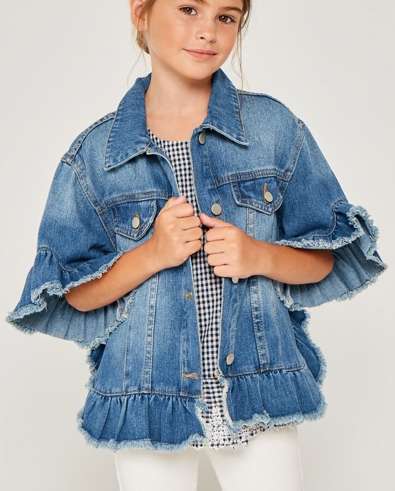 ruffled denim jacket