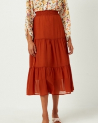 FashionGo® Ladies' Rust Tiered Skirt