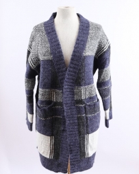 Just 1 Time® Ladies' Blue Rug Sweater Cardigan