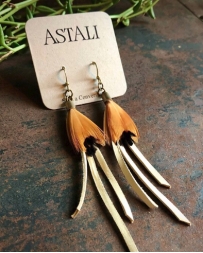 Astali® Ladies' Leather Pheasant Earrings