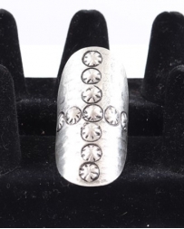 Just 1 Time® Ladies' Star Cross Adj Silver Ring