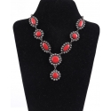 Just 1 Time® Ladies' Silver/Red Necklace Set