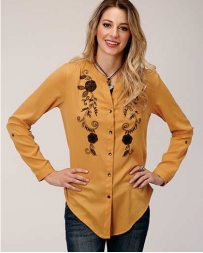 Roper® Ladies' Yellow Embroidered Top