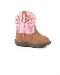 Roper® Girls' Infant Tan & Pink Square Toe