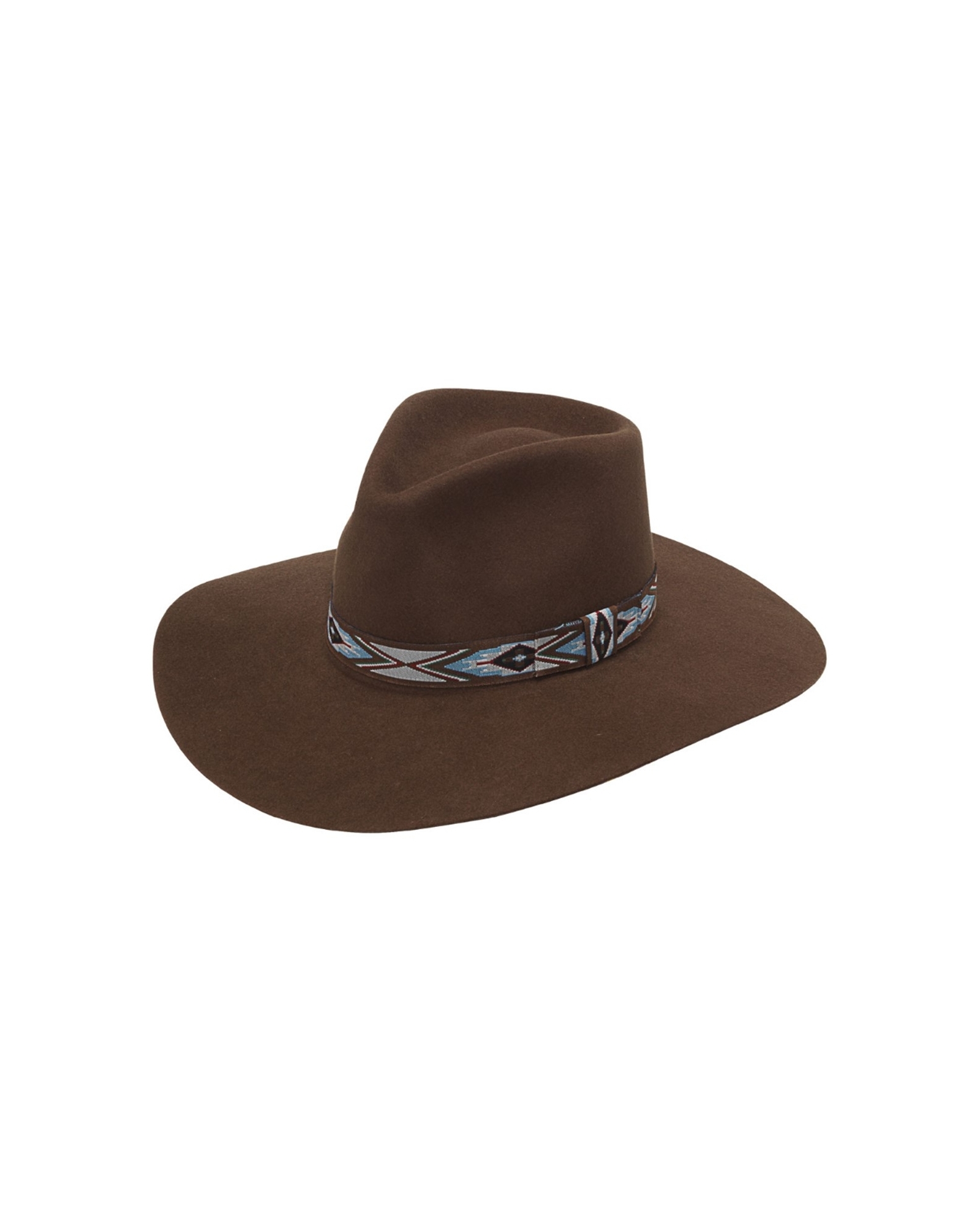 NEW! FRYE Brown Felt Textured Women\'s Western Hat with Decorative Band. Custom Brown Vegan Felt Cowboy Hat: Cowhide & Turquoise - Etsy main image 2