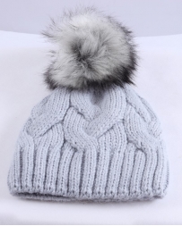 Just 1 Time® Ladies' Blue Faux Fur Pom Beanie