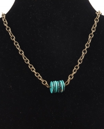 Just 1 Time® Ladies' Turquoise Wafer Brass Necklace